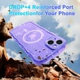 thumbnail image 7 of Magnetic For iPhone 16 Plus Phone Case,Compatible with Mag-Safe,Sparkly Bling Glitter Cute Curly Wave Transparent Cover for Women Girls,Shockproof Protective Slim Rugged Phone Case,Purple, 7 of 7