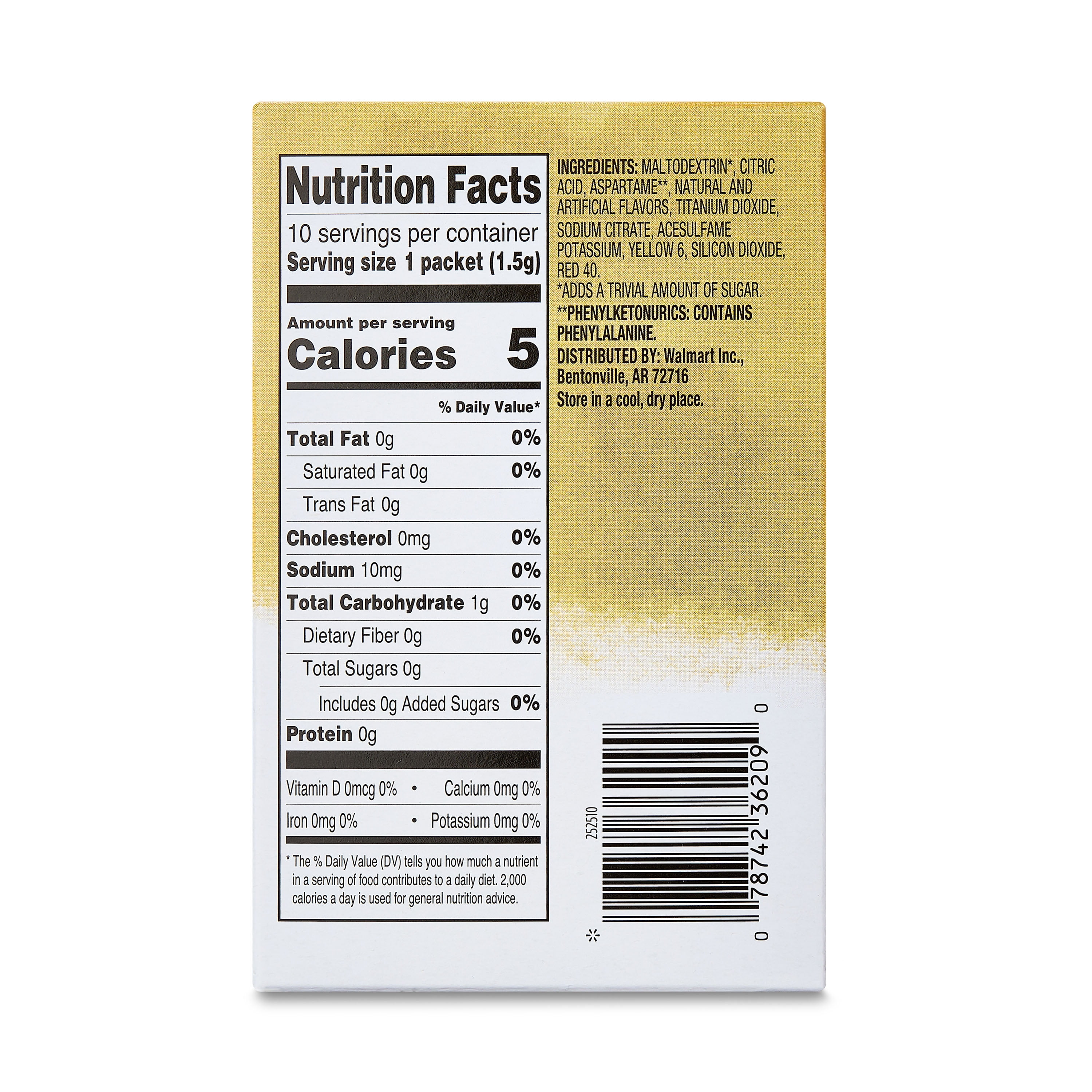 Great Value Sugar-Free Tropical Melon Drink Mix, 0.5 oz, 10 Count