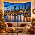 thumbnail image 3 of Urban Skyline Night with Twilight Scattered Clouds Skyscrapers, Mystical Fantasy for Space Lovers, Galaxy Room Decor, Housewarming Gift, Tapestry Wall Hanging for Bedroom and Dorm, 3 of 7