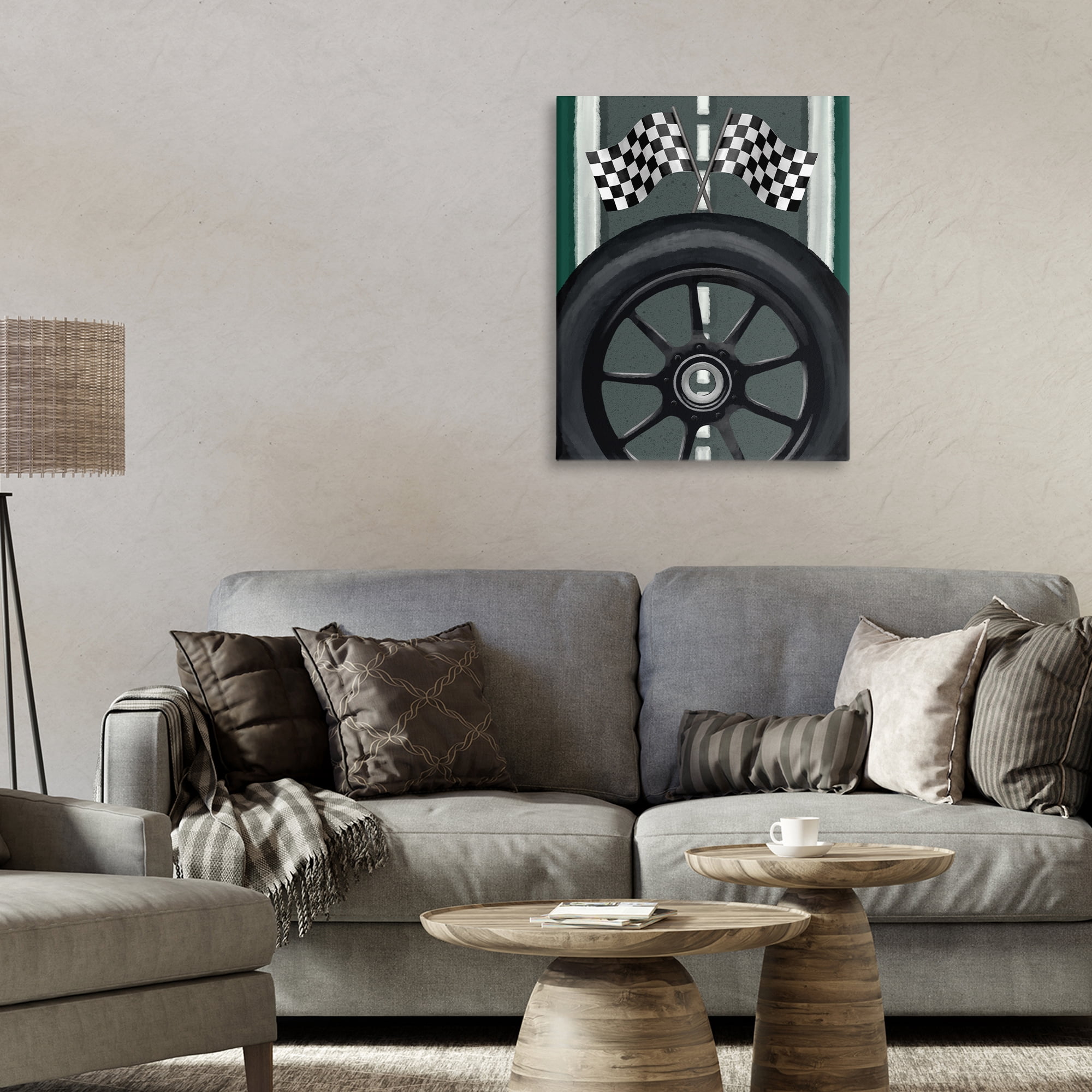 Stupell Industries Racetrack Flags & Tire Canvas Wall Art, design by Jennifer Stith
