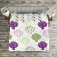 thumbnail image 3 of Ambesonne Artichoke Quilted Bedspread Set 3 Pcs, Sketch Style Food, Queen Size, Lime Green and Purple, 3 of 3
