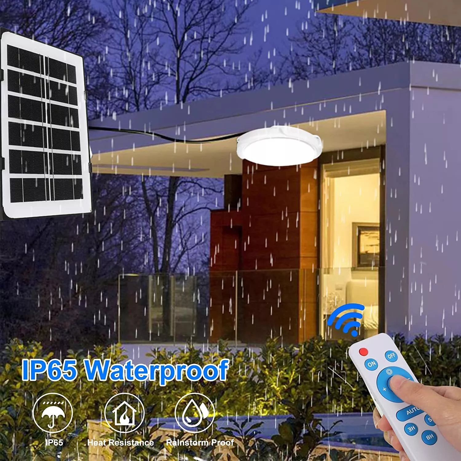 Solar Indoor Lights for Home, Solar Powered Ceiling Light Indoor Light with Remote and Timer for Barn Shed Garage