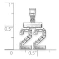 thumbnail image 2 of 14k White Gold Small Size Diamond Cut Texture Finish Number 22 Charm Pendant, 2 of 4