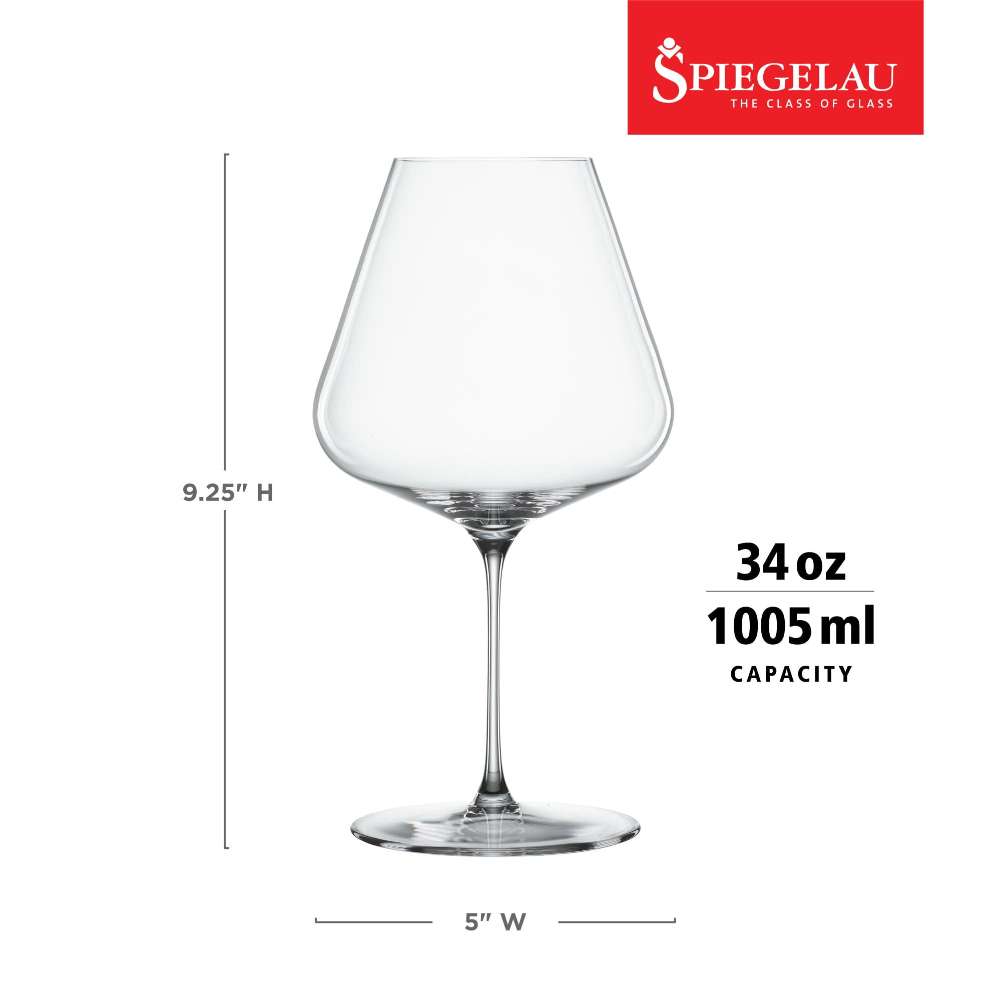 Spiegelau Burgundy Wine Glasses Set of 2, 34 oz, Stemmed Crystal Red Tannin Aroma Clarity