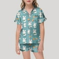 thumbnail image 2 of Kids Pjs Easter Pajamas Toddler Cute Bunny Printed Short Sleeve Button Down Pajama Kids Pajama Set for Boys 12-13 Years, 2 of 4
