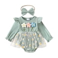 thumbnail image 5 of 1-3 Months Newborn Baby Bodysuits Newborn Baby Girl Romper Floral Lace Backless Bodysuit Infant Girl Summer Clothes Newborn Fall Winter Gift Clothes,Green Jumpsuit Sleep & Play Bodysuit, 5 of 5
