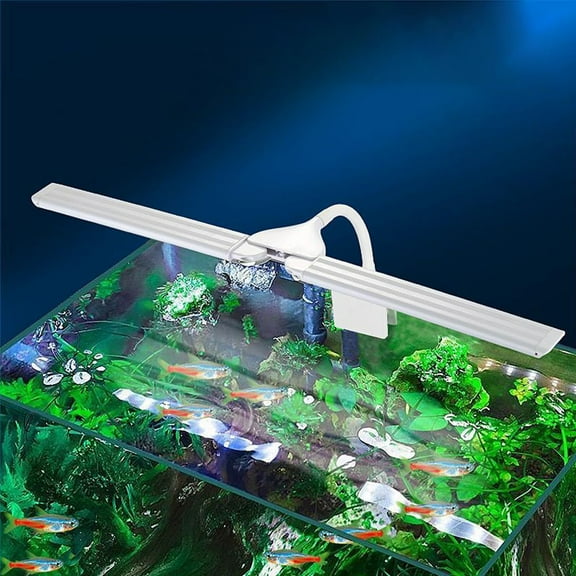 LED Aquarium Light Full Spectrum Clip Fish Tank Light Double Swing Arm Suitable for 5-20 Gal Tank