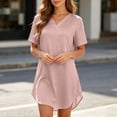 thumbnail image 5 of Kingdiese Womens Satin Sleepshirt Short Sleeve Nightgown Loose Fit Night Dress Summer Womens Bed Jackets, Size L, 5 of 7