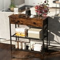 thumbnail image 4 of Costway Entryway Table with Charging Station Narrow Console Table with 2 Drawers Brown, 4 of 10