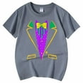 thumbnail image 5 of Mardi Gras Shirt Kids Boy Girls T-Shirt Short Sleeve Casual Round Neck Shirt Funny Graphic Tees Tops Carnival Party Shirts Summer Clothes Grey 6-7 Years, 5 of 5