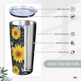 thumbnail image 6 of Sunflower Blue Flower 20oz Stainless Steel Cups, Insulated Stainless Steel Travel Coffee Mug Tumbler With Lid And Straw Durable Coffee Cup Water Bottle For Hot & Cold Drinks, 6 of 6