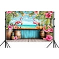 thumbnail image 6 of Luau Summer Hawaiian Beach Backdrops Tropical Ocean Palm Trees Blue Sky Sea Flamingo Flowers Photo Backdrop Photography Background Banner Studio Photo Booth Props Wedding Birthday Party Decor, 6 of 6