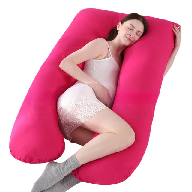 Almohada para embarazadas, almohada en forma de U desmontable y lavable, cojín grande, almohada de cintura