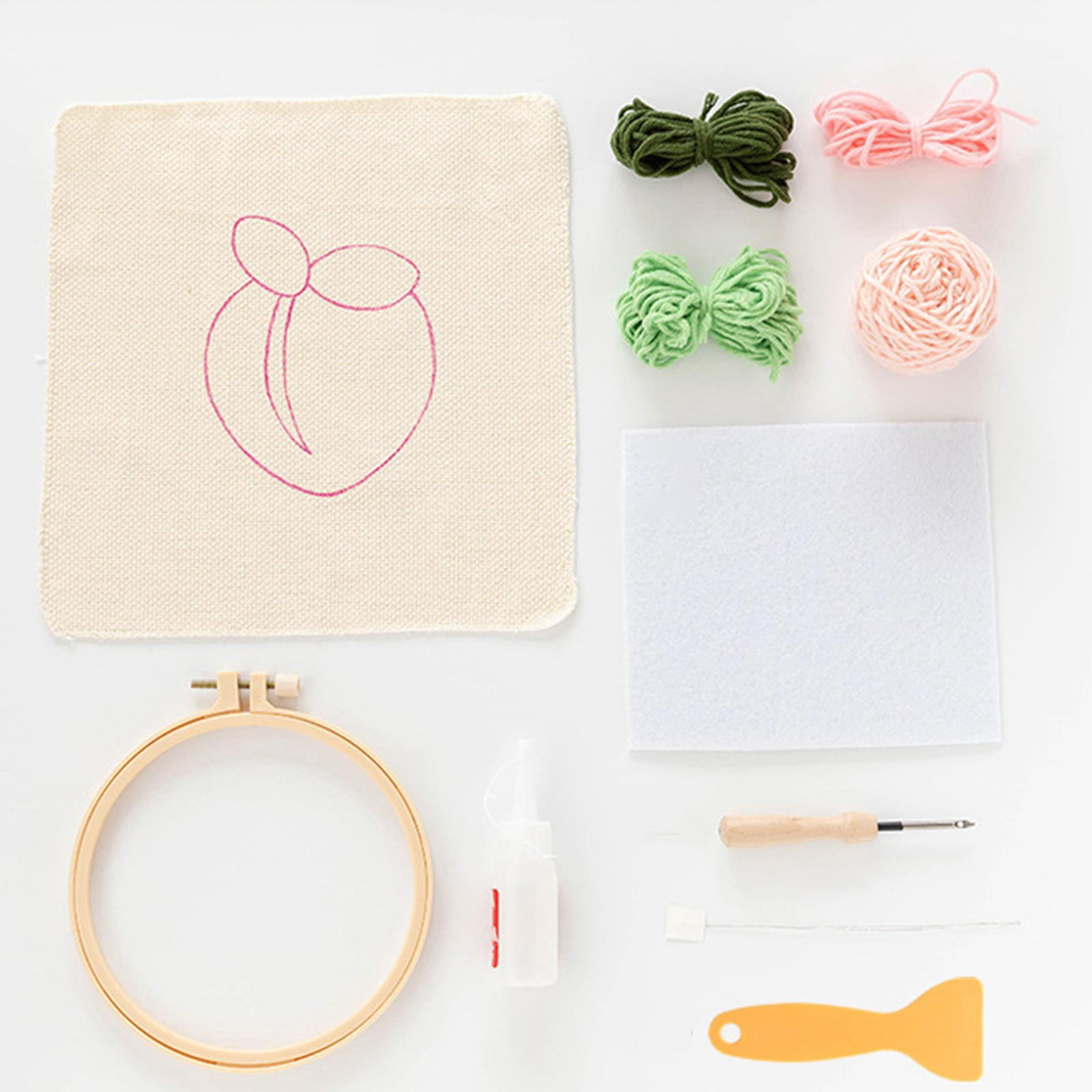 Punch Drink Coasters Kits with Basic Tools Embroidery Cup Holder Mat Blue Flower