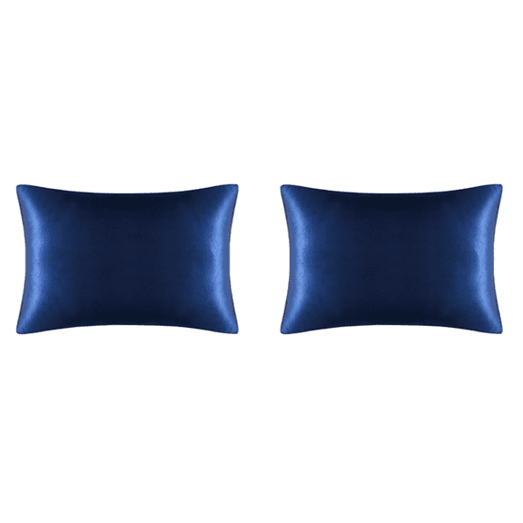 2X Both Sides Natural Pure Silk Pillowcase for Hair and Skin, 600 Thread Count 50X75cm-Navy Blue