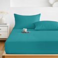 thumbnail image 6 of Full Size Fitted Sheet Set - Teal 3 Piece Bedding Sets 16" Deep Pocket Fitted Sheet with 2 Pillowcases Farmhouse Solid Turquoise Color Modern Art Brushed Microfiber Hotel Luxury Bed Sheets, 6 of 9