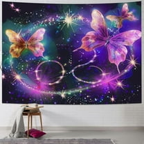 BCIIG Butterfly And Sparkling Stars Tapestry Purple Romantic Halo Fabric Wall Hanging Decor for Bedroom Living Room Dorm,