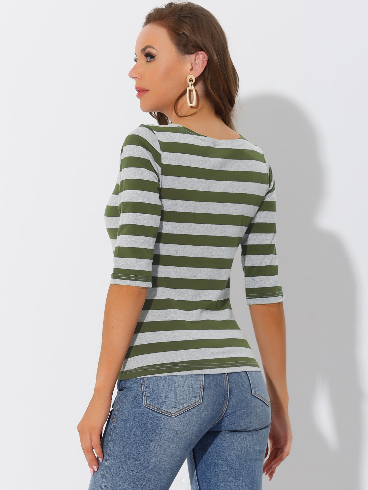DARING DIVA Women's Halloween Costume Boat Neck Top T-Shirts XL Army Green Grey