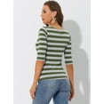 thumbnail image 4 of Disfraz de navidad Camisecon mangas de codo pamujer Camisebásiinformal con cuello de barco y corte ajustado Verde gris S, 4 of 5