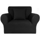 thumbnail image 1 of Elástica Sofá Funda, 1 pieza Spandex Suave Sofá Funda para 1 Cojín Sofá con 1 Cojín Funda, Lavable Muebles Fundas para Perros Pequeños, Negro, 1 of 10