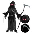 thumbnail image 2 of Joyfy Child Glowing Eyes Grim Reaper Costume, Phantom Costume for Kids Halloween Fancy Dress Up 5-12 Years, 2 of 7