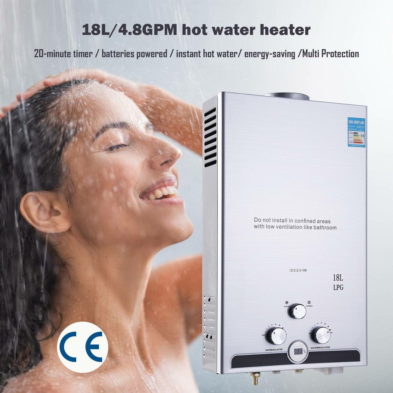 Details about  / 18L Hot Water Heater Natural Gas 5GPM On-Demand Tankless Instant Boiler