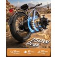 thumbnail image 2 of Qronge Electric Bike for Adults 750W Peak 20 MPH Thunder Ebike 26" Fat Tire E-Bike with 48V 15AH Battery up to 70Miles Range, Front Fork Suspension off Road E-Mountain Bike 7-Speed, UL2849 by SGS, 2 of 8