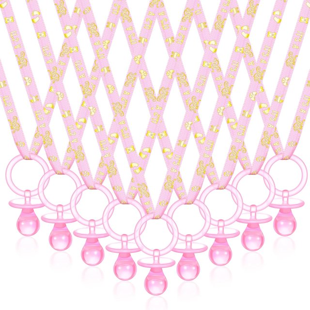 36 piezas de chupete de baby shower para niñas, chupetes de acrílico para bebés, s de fiesta, chupetes de plástico para baby shower, juego de lindos chupetes para deción de mesa de fiesta (rosa)
