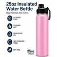 thumbnail image 2 of Boyun Daj 25oz  Water Bottle with Handle, 304 Stainless Steel Double Wall Vacuum, Leak Proof Wide Mouth Sports Bottle, BPA Free, Keep Hot & Cold, Pink, 2 of 6