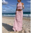 thumbnail image 5 of Two Piece Maxi Skirt Sets for Women Summer Backless Halter Beach Top Long Skirt Going Out Set 2 Piece Outfits Pink XL, 5 of 7