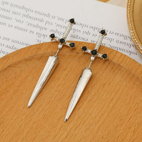 1 Pair Gothic Sword Lady Earrings Vintage Crystal Dagger Earrings
