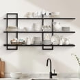 thumbnail image 6 of 3 Tier Wall Shelves,Decorative Floating Shelf for Wall,Plants Photo Shelf Storage Display Shelving Wood for Living Room Bedroom Kitchen Home Office Decor,Modern,Large,22 Inch(Black), 6 of 9