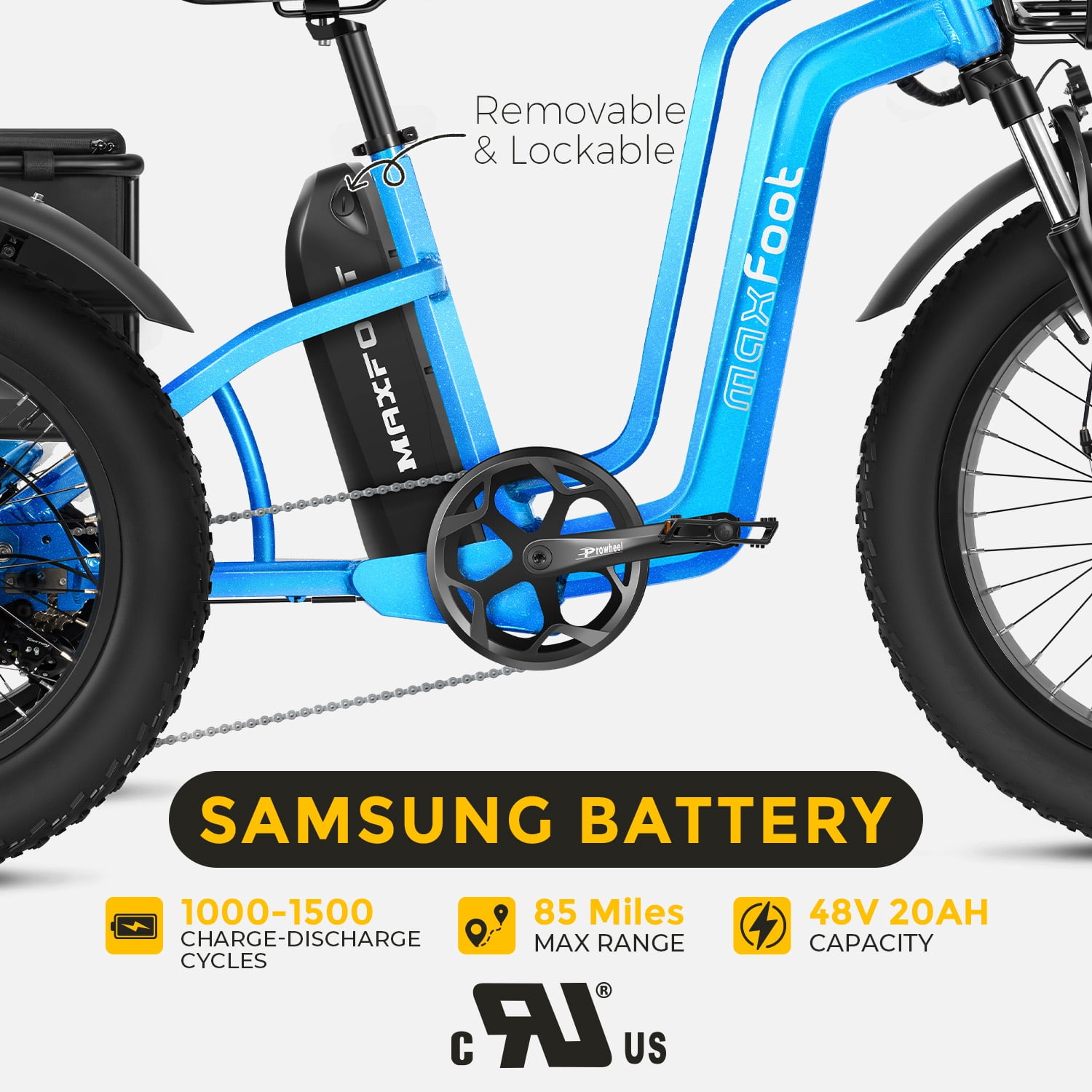 MAXFOOT MF32 Electric Tricycle for Adults, 750W Rear Drive Motor 3 Wheel Electric Bicycle with Suspension Fork, 85 Miles, 48V 20Ah UL Certified Battery, Fat Tire Electric Trike with Rear Differential