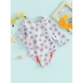 thumbnail image 4 of Musuos Toddler Girls Rash Guard Swimsuit Rompers 1-4T Long Sleeve Floral Print Knot Front Baby Bathing Suit Swimwear, 4 of 10