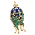 thumbnail image 4 of Huevo Fabergé, Caja de Baratijas de Metal de 2,6 x 5,7 Pulgadas, Huevos decorativos con Diseño de Vid de Coral para decoración de escritorio del Hogar, 4 of 7