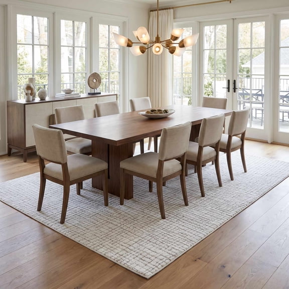 Hauteloom Breno Wool Living Room, Bedroom Area Rug - Modern Plain Solid Neutral Carpet - White, Off White - 2' x 3'