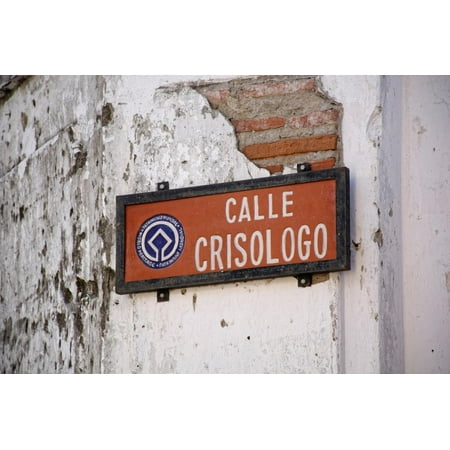 Low angle view of street sign, Calle Crisologo, Vigan, Ilocos Sur, Philippines Print Wall