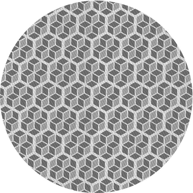 Ahgly Company Tapis Rond Lavable en Machine Intérieur Transitionnel Gris Fumé, 8 Pieds Rond