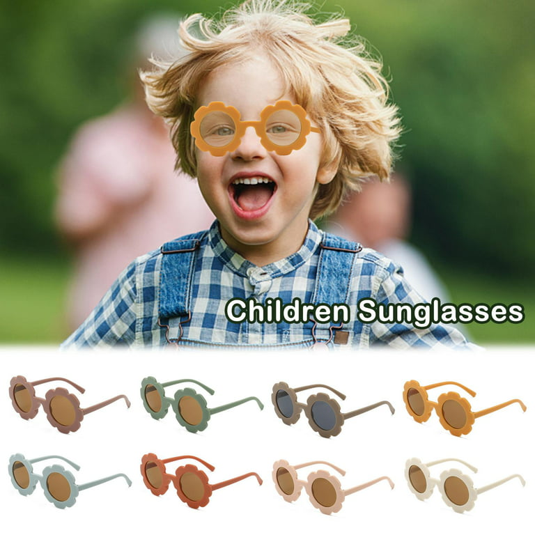 RJSQAQE Round Flower Kids Sunglasses, Cute Girls Flower Shaped Glasses,  Flower Frame Sunglasses for Baby Teen Boys Girls Q4G8