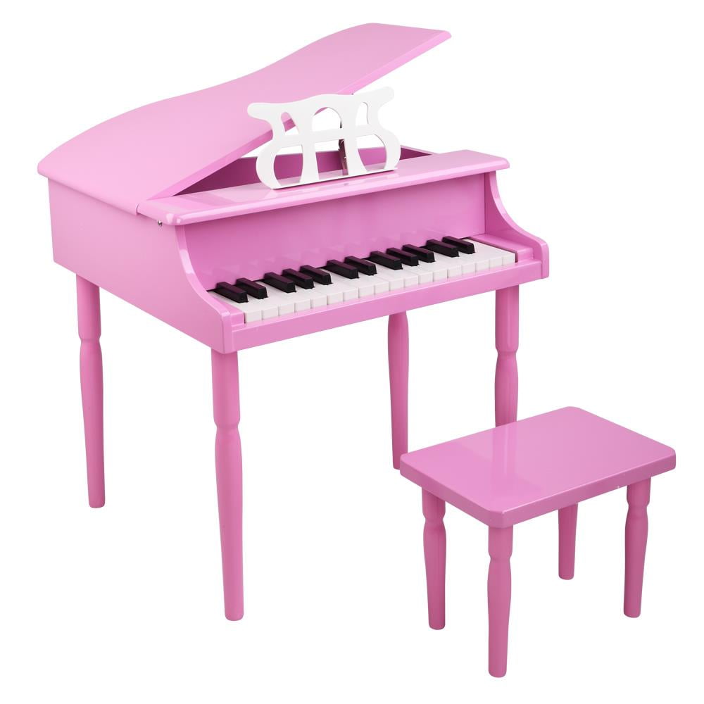 UBesGoo 30key Kids Wooden Piano Toy w/ Musical Stand and Chair Pink