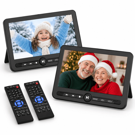 10.5" Dual Portable DVD Player with Rechargeable and Car Headrest Mounts