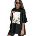 thumbnail image 3 of Plus Size Shirt for Women Black Tops for Women Short Sleeves Shirt for Women Little Hearts, With Yellow Butterflies2 T Shirt Crewneck Shirt for Women XL, 3 of 5