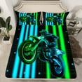 thumbnail image 2 of Feelyou Teens Dirt Bike Twin Sheet Sets, Red Blue Stripe Twin Fitted Sheet, Extreme Sport Flat Sheet, Boys Room Decor, 2 of 7