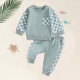 thumbnail image 3 of Towmus Toddler Baby Boy Fall Outfit Plaid Long Sleeve Sweatshirts Elastic Waist Pants Cute Newborn Clothes Set, 3 of 6