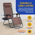 thumbnail image 2 of Zero Gravity Lounge Chair, Adjustable Steel Mesh Recliners, with Removable Pillows and Cup Holder Trays, Side Tables, Set of 2, Brown, 2 of 3