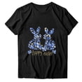 thumbnail image 2 of Sokhug Womens Happy Easter Floral Bunny Graphic T-Shirt Short Sleeve Crew Neck Pink Casual Tee with Glitter Accents, 2 of 5