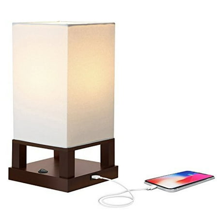 Asian Modern Table Lamp Brightech Maxwell LED USB Side Table & Desk Lamp – Modern Asian Style Lamp with Wood Frame & Soft, Ambient Lighting Perfect for Living Room Bedside Nightstand Light- Energy Efficient- Havanah Brown ()