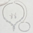 thumbnail image 3 of Faty-T Brishow Silver Wedding Jewelry Sets Rhinestone Leaf Necklace and Earings with Bracelet Formal Costume Jewerly for Women and Brides, 3 of 5