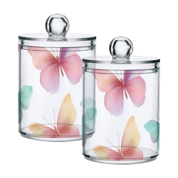 Gorgeous Butterflies Translucent Plastic Cans Storage Canisters with Lid Set of 2