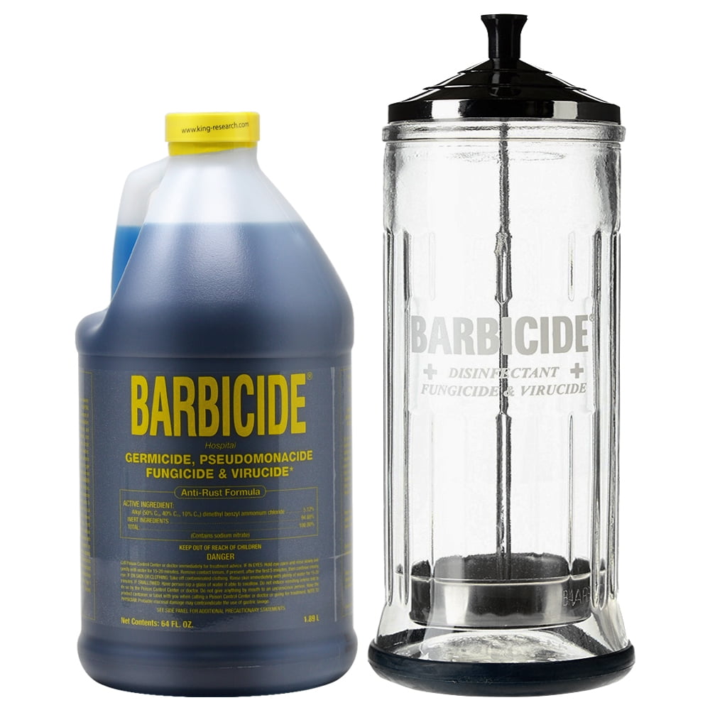 King Research Barbicide Disinfecting Jar Large 37oz + Disinfectant 64oz